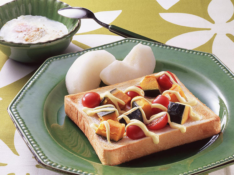 かぼちゃとトマトのマヨトーストセット